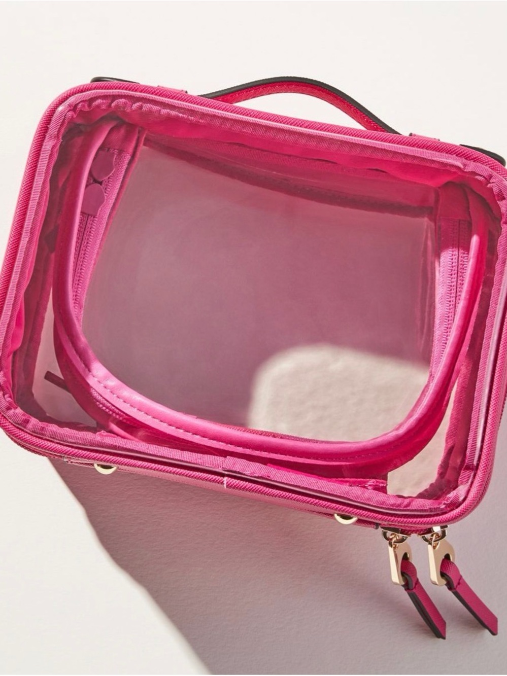 Calpak Hot Pink Clear Cosmetic Case